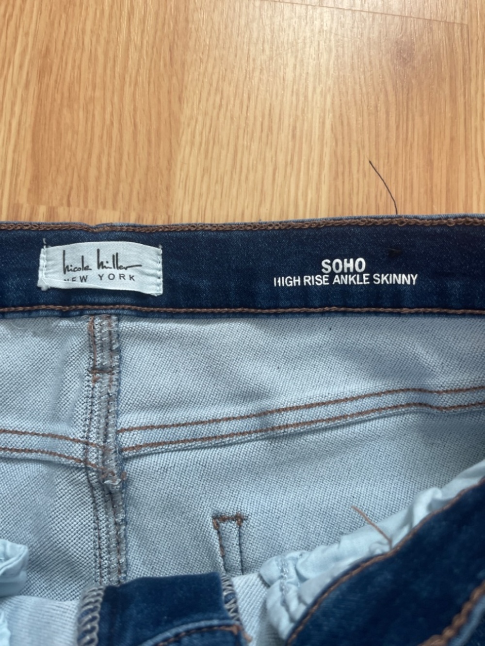 Nicole Miller SOHO High Rise Ankle Skinny Dark Wash Denim Jeans Size 12 - Picture 7 of 13
